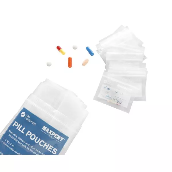 100 Zipper Pill Bags Pouch AM PM Vitamin Organizer Medicine Daily