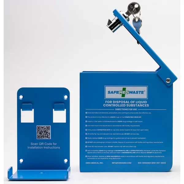 Locking Wall Mount for SafeMedWaste Medication Disposal Bottles - 1 Liter, Liquids