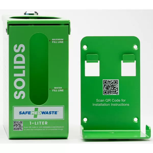 Locking Wall Mount for SafeMedWaste Medication Disposal Bottles - 1 Liter, Solids