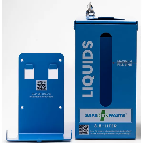 Locking Wall Mount for SafeMedWaste Medication Disposal Bottles - 3.8 Liter, Liquids